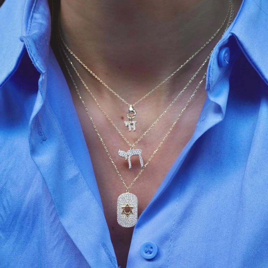 Pave Chai Pendant Necklace
