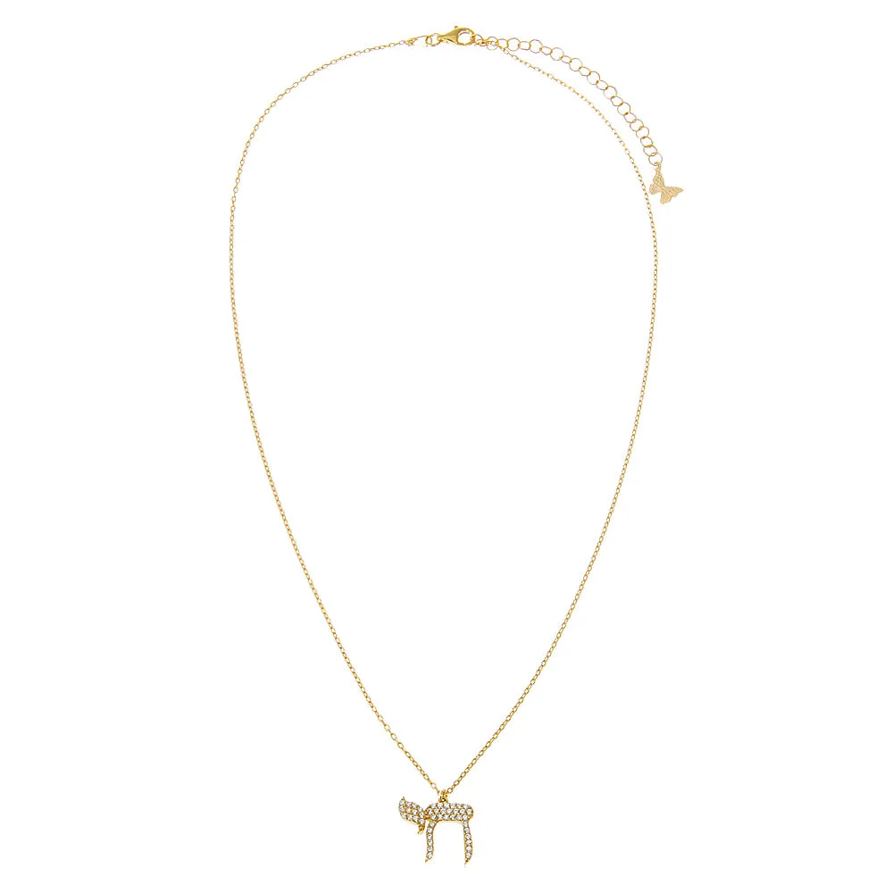 Pave Chai Pendant Necklace