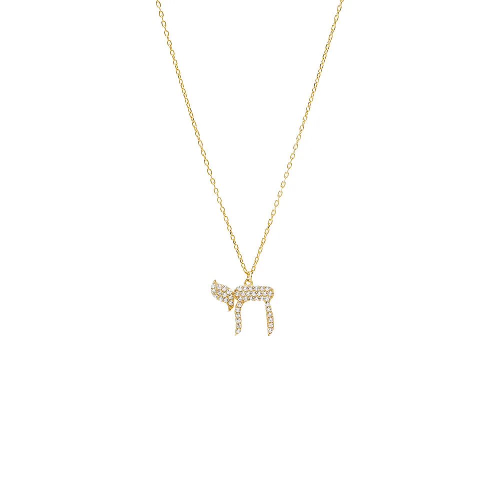 Pave Chai Pendant Necklace
