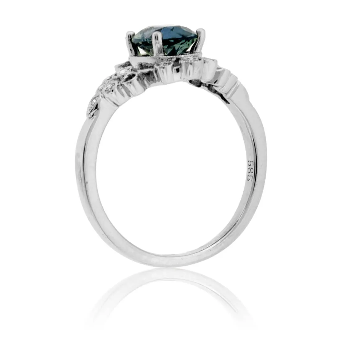 Peacock Blue-Green Sapphire & Diamond Ring