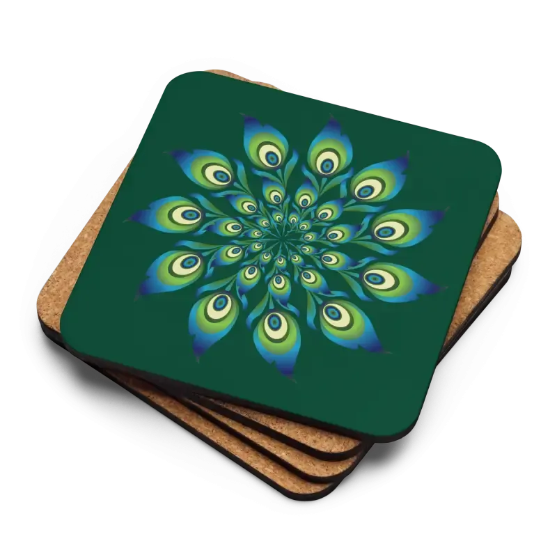 Peacock Feather Coaster for Heat Resistant Dining Decor