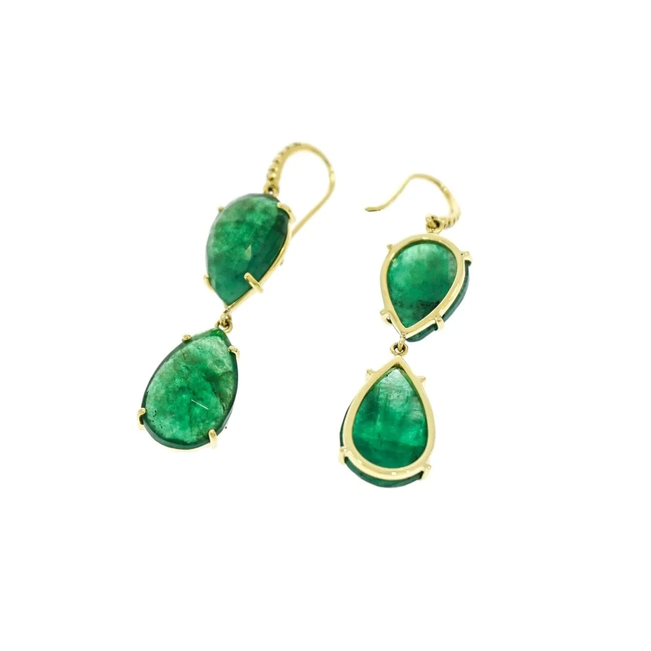Pear Shaped Emerald Drop Earrings