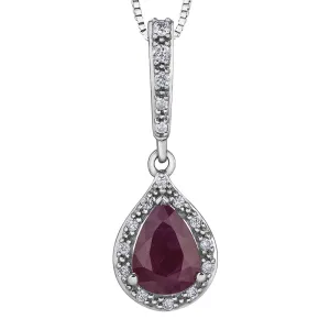 Pear-Shaped Ruby and Diamond Pendant