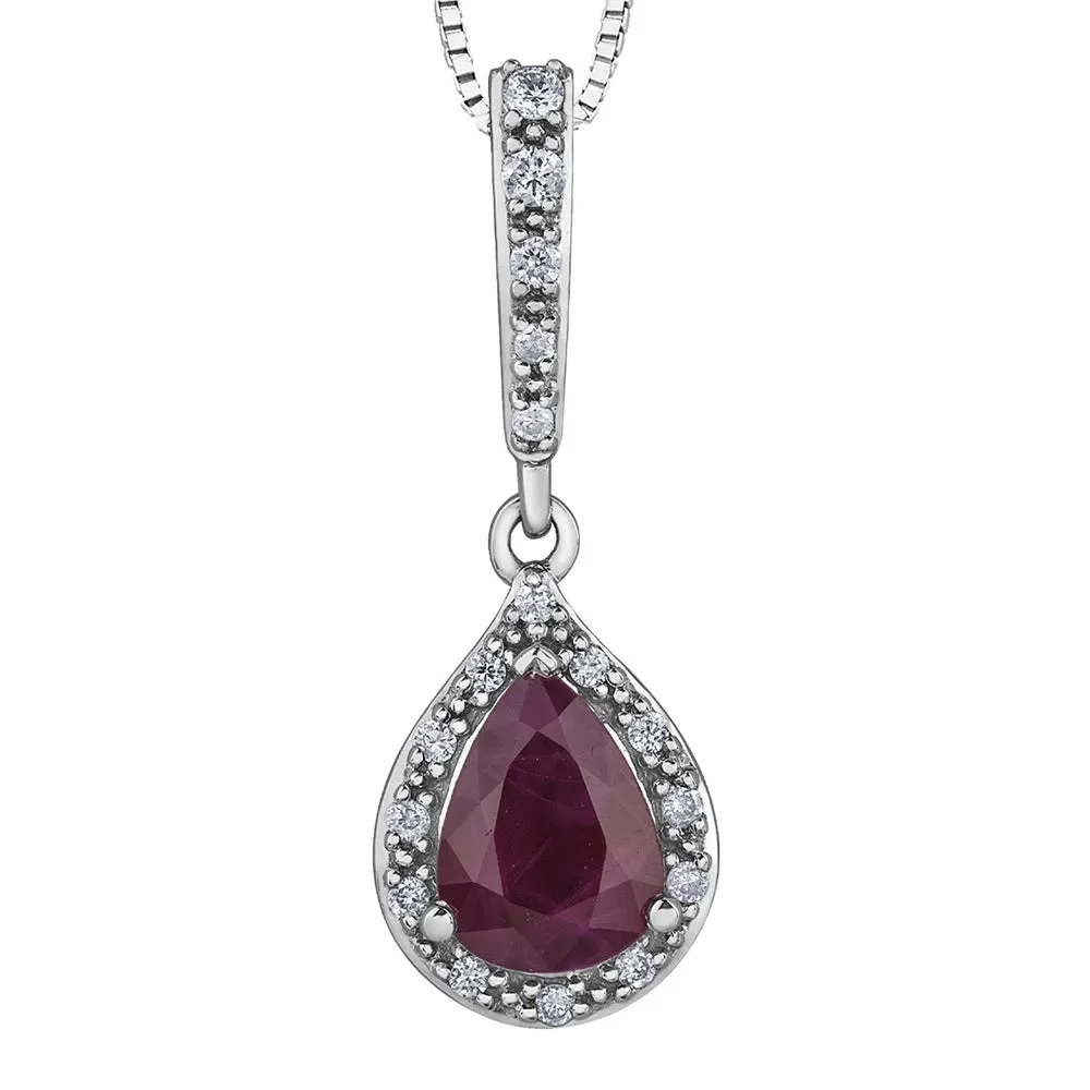 Pear-Shaped Ruby and Diamond Pendant