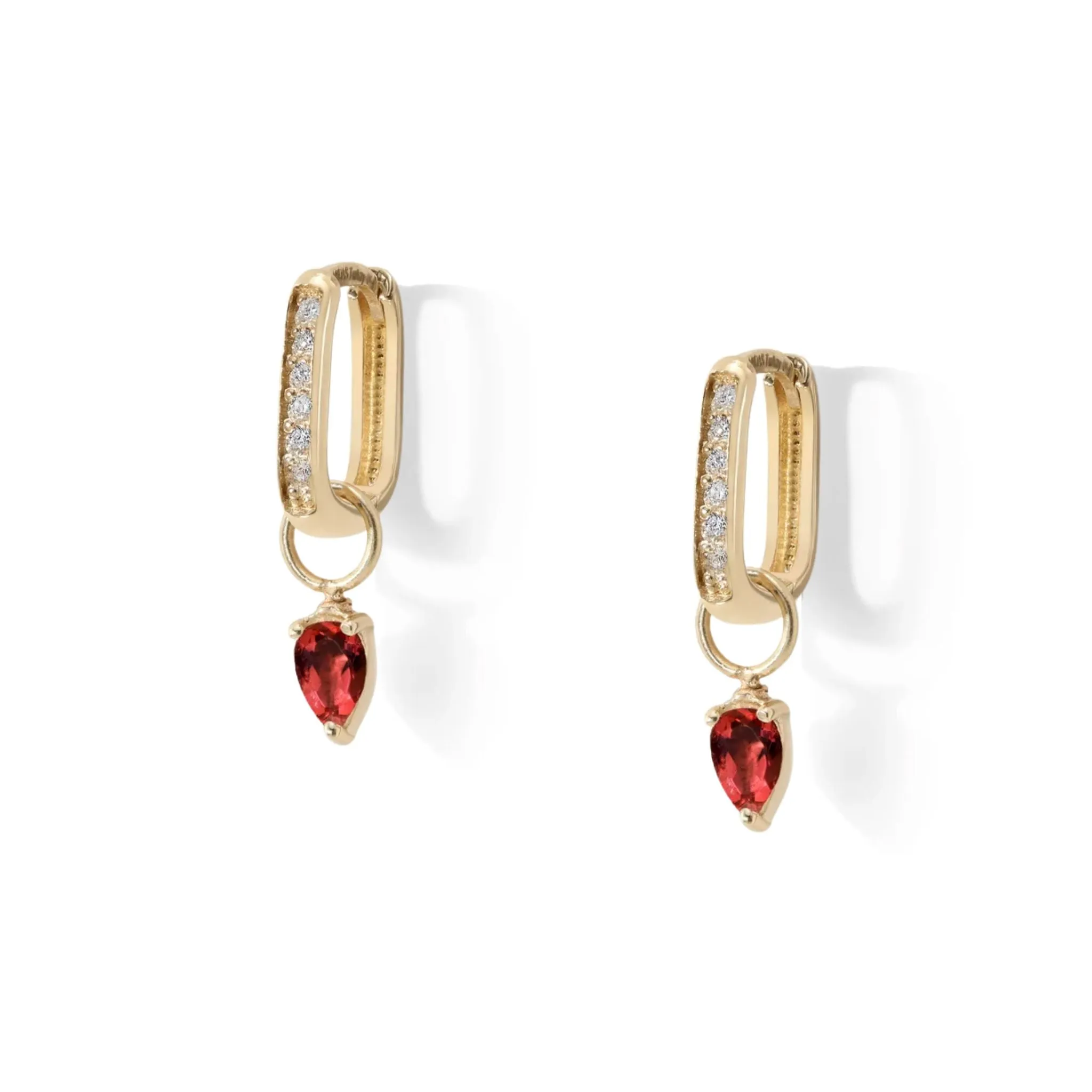 Pear-Shaped Ruby Earring Charms- CHARMS ONLY