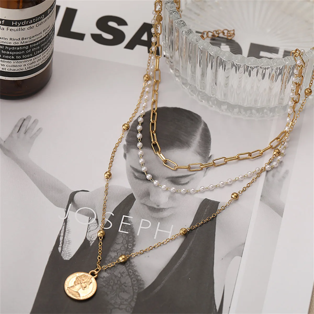 Pearl & 18K Gold-Plated Coin Pendant Necklace Set