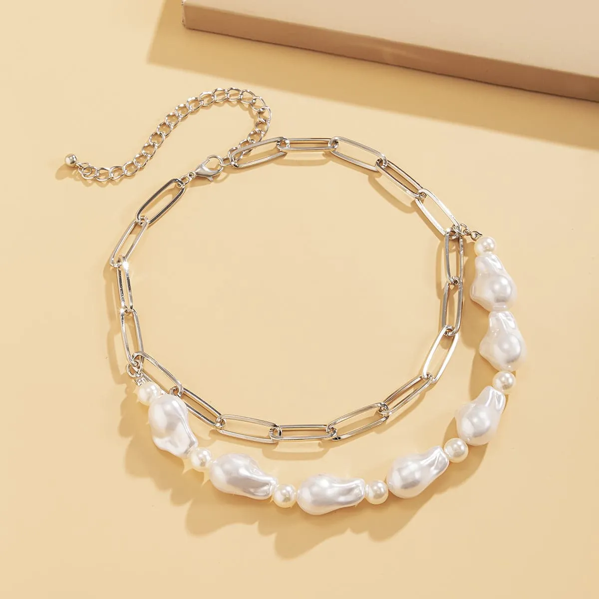 Pearl & 18K Gold-Plated Figaro Layered Necklace
