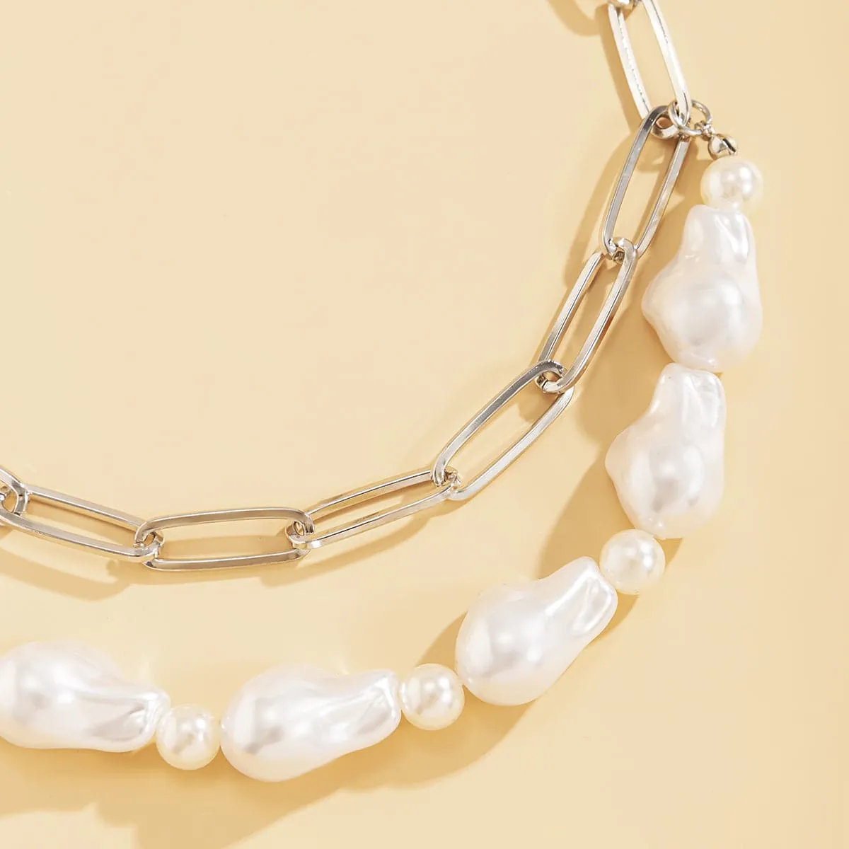 Pearl & 18K Gold-Plated Figaro Layered Necklace