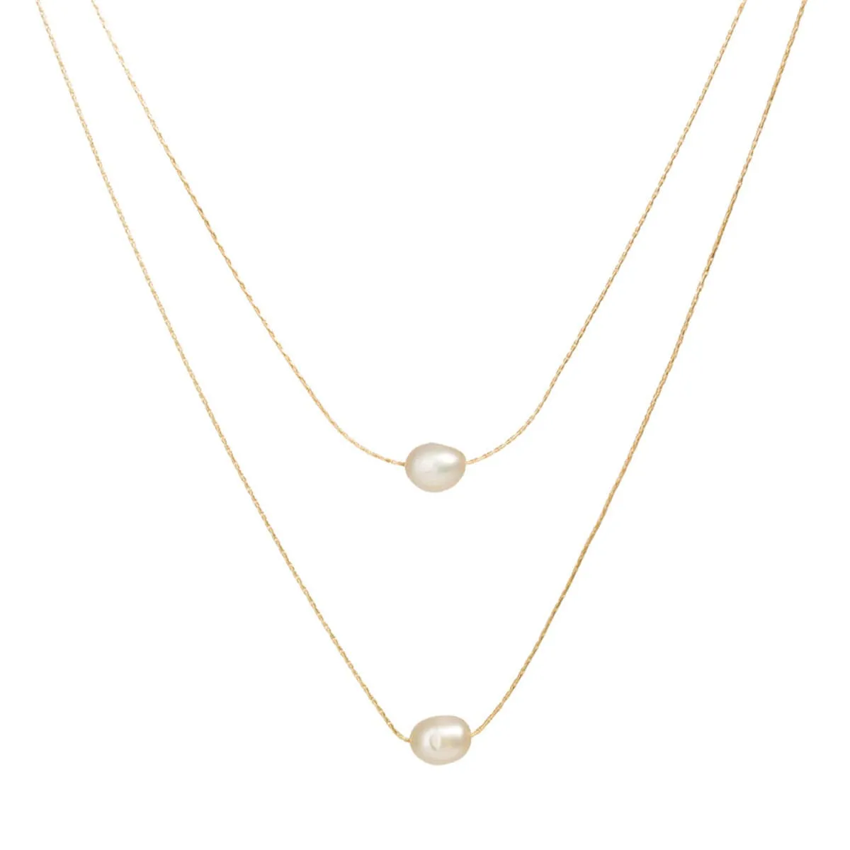 Pearl & 18K Gold-Plated Layered Pendant Necklace