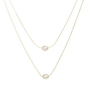 Pearl & 18K Gold-Plated Layered Pendant Necklace