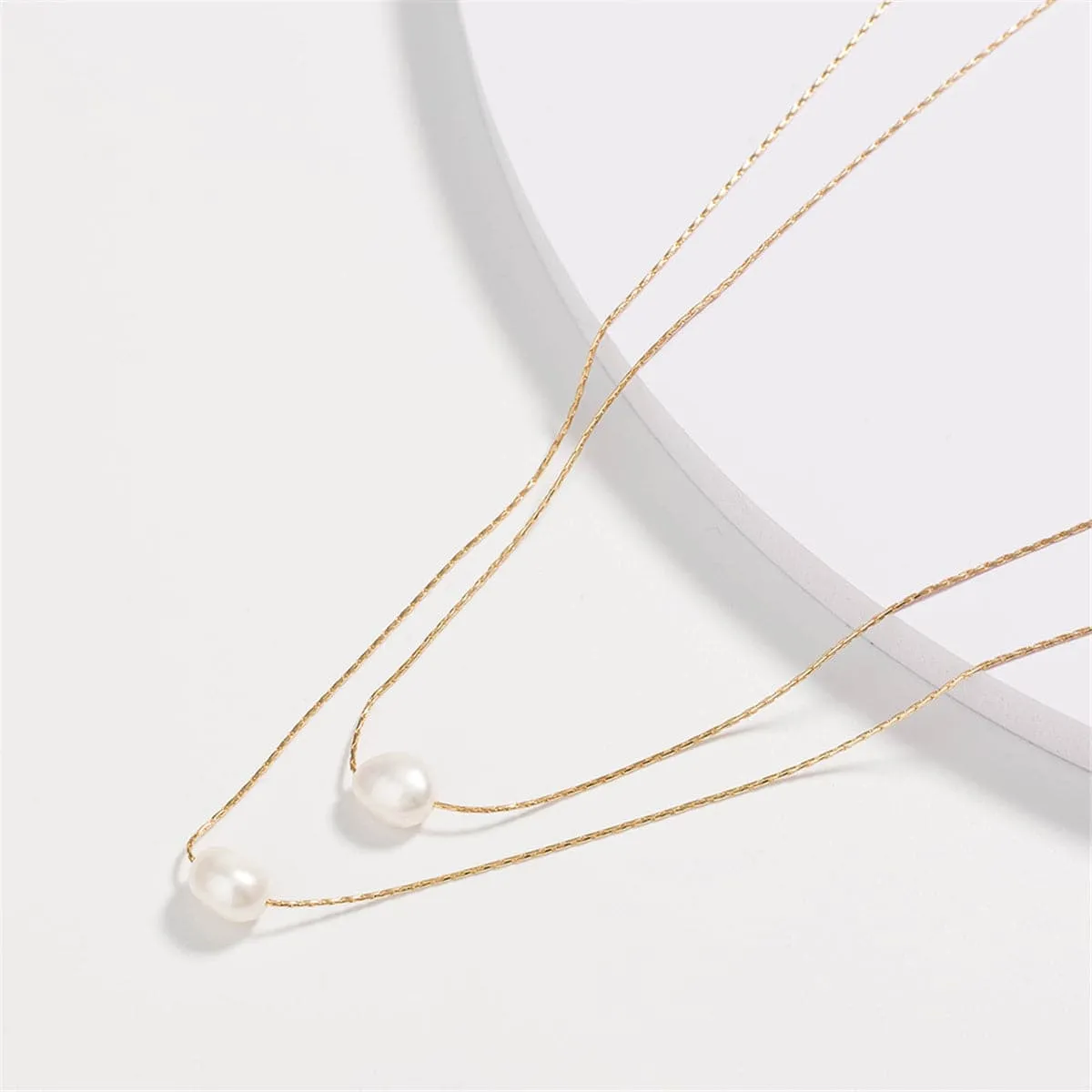 Pearl & 18K Gold-Plated Layered Pendant Necklace