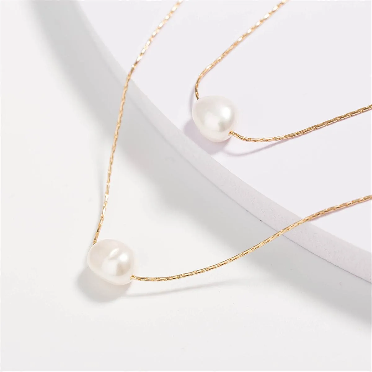 Pearl & 18K Gold-Plated Layered Pendant Necklace