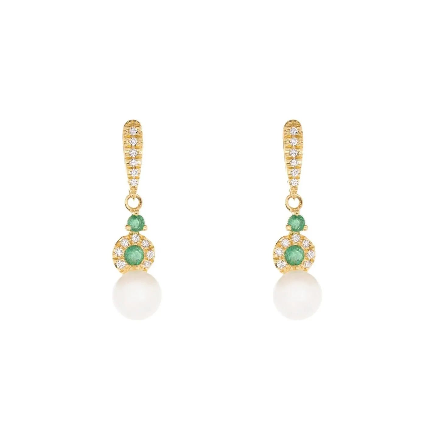 Pearl Love Emerald and Pearl Earrings