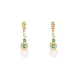 Pearl Love Emerald and Pearl Earrings