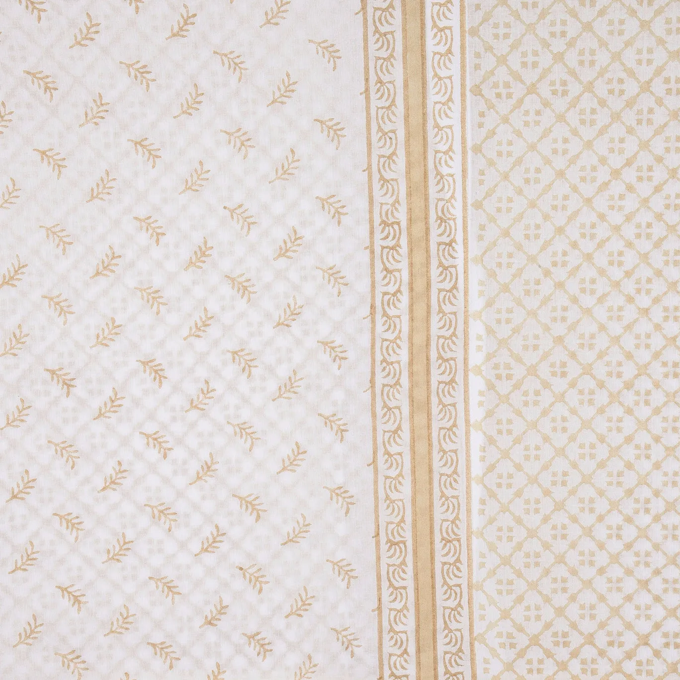 Pia Feather Hand Block Printed Voile Curtain