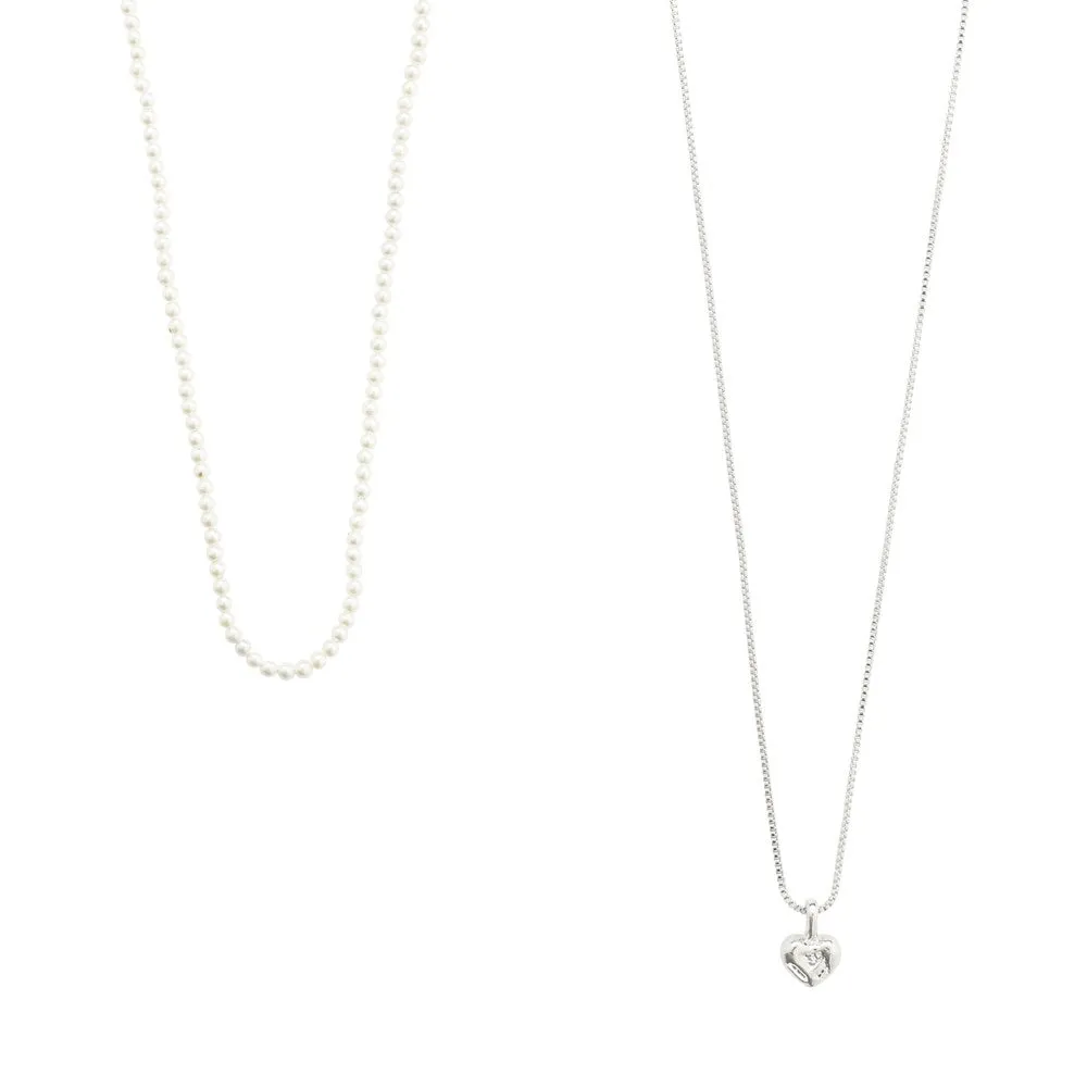 PILGRIM SILVER ARLET NECKLACE 2 IN 1