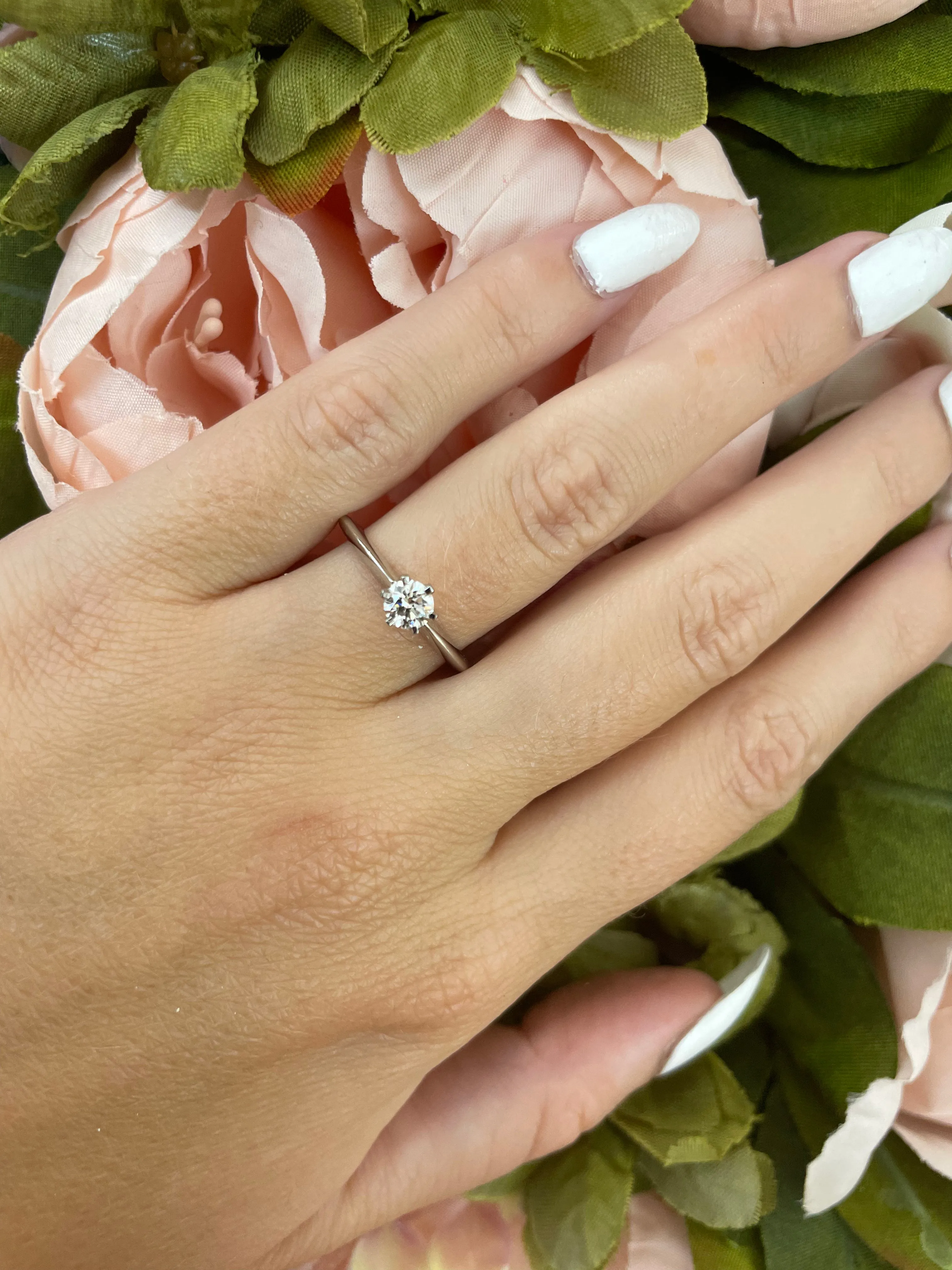 Platinum & 0.36ct Round Brilliant Cut GIA Diamond Solitaire Engagement Ring