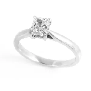 Platinum & 0.90ct Cushion Cut GIA Diamond Solitaire Engagement Ring