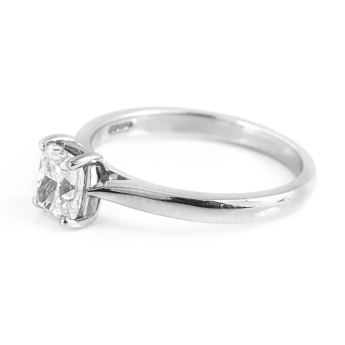 Platinum & 0.90ct Cushion Cut GIA Diamond Solitaire Engagement Ring