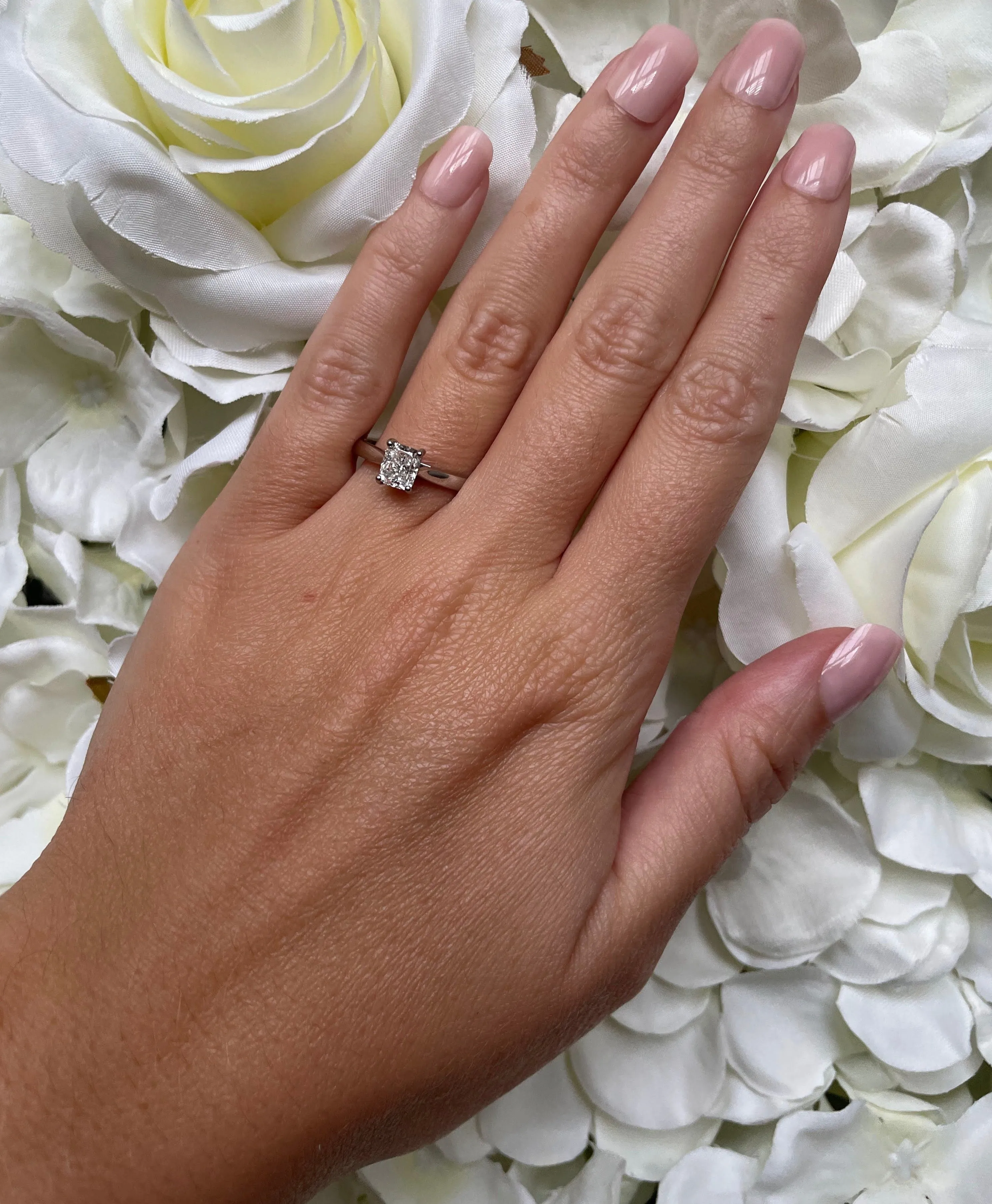 Platinum & 0.90ct Cushion Cut GIA Diamond Solitaire Engagement Ring