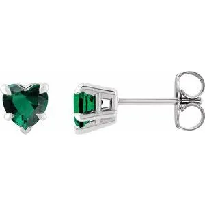 Platinum Lab-Grown Emerald Stud Earring