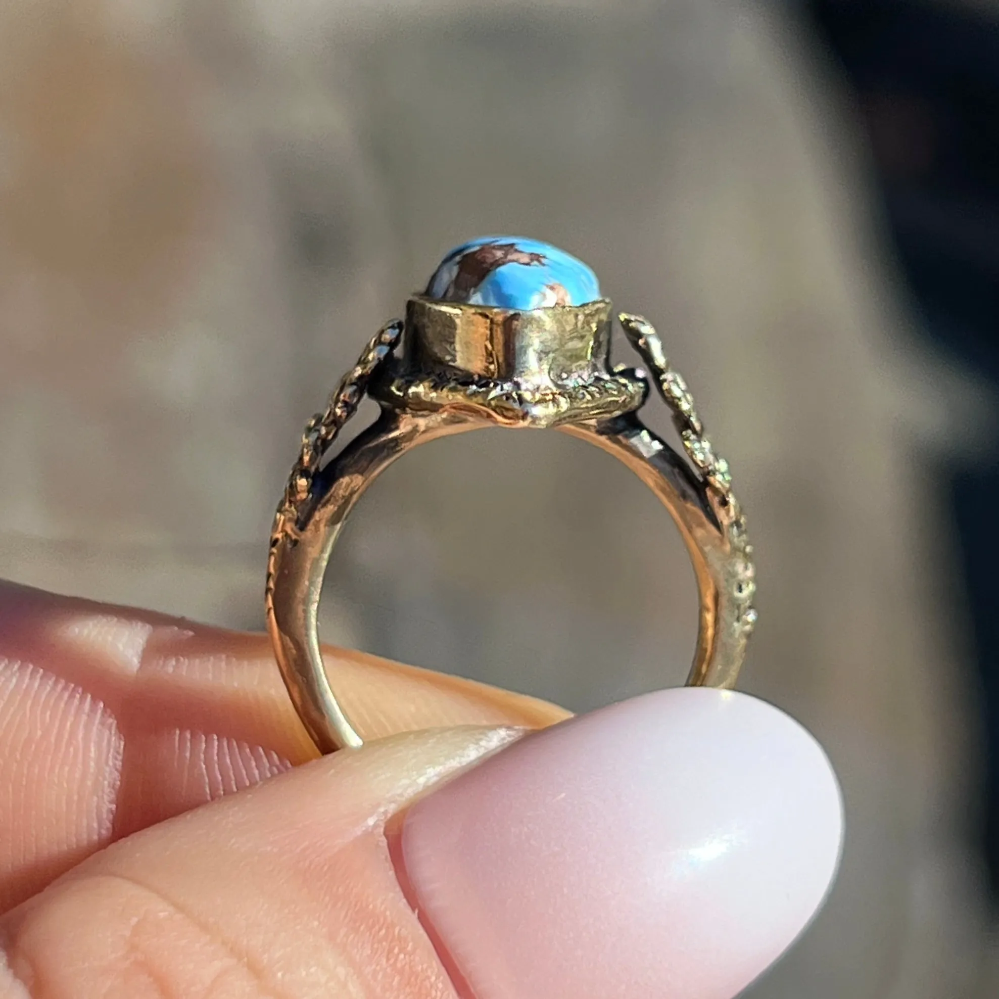 PRE-ORDER FOR AMY- 14k Gold Lavender Turquoise Ring- Sz 7.5