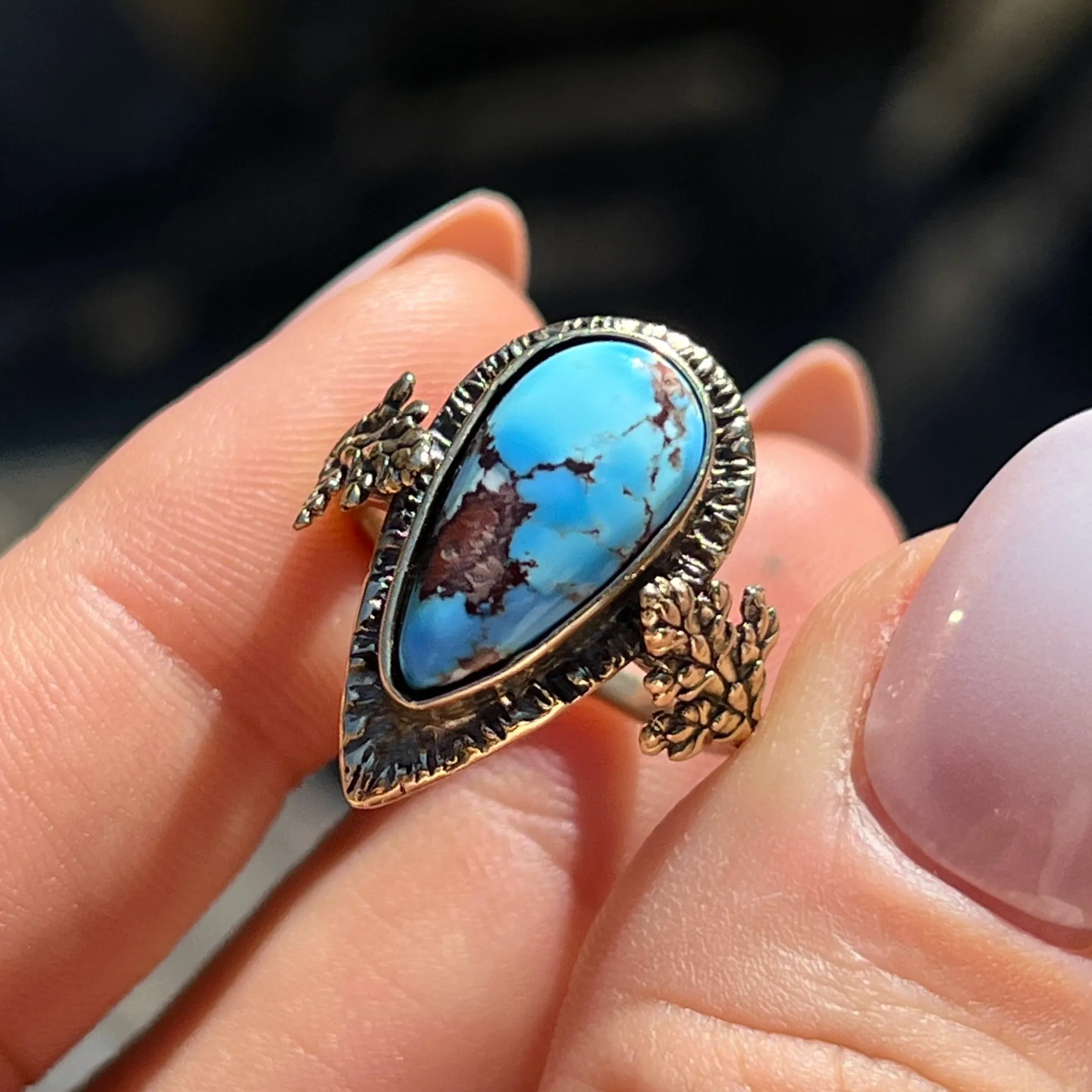PRE-ORDER FOR AMY- 14k Gold Lavender Turquoise Ring- Sz 7.5
