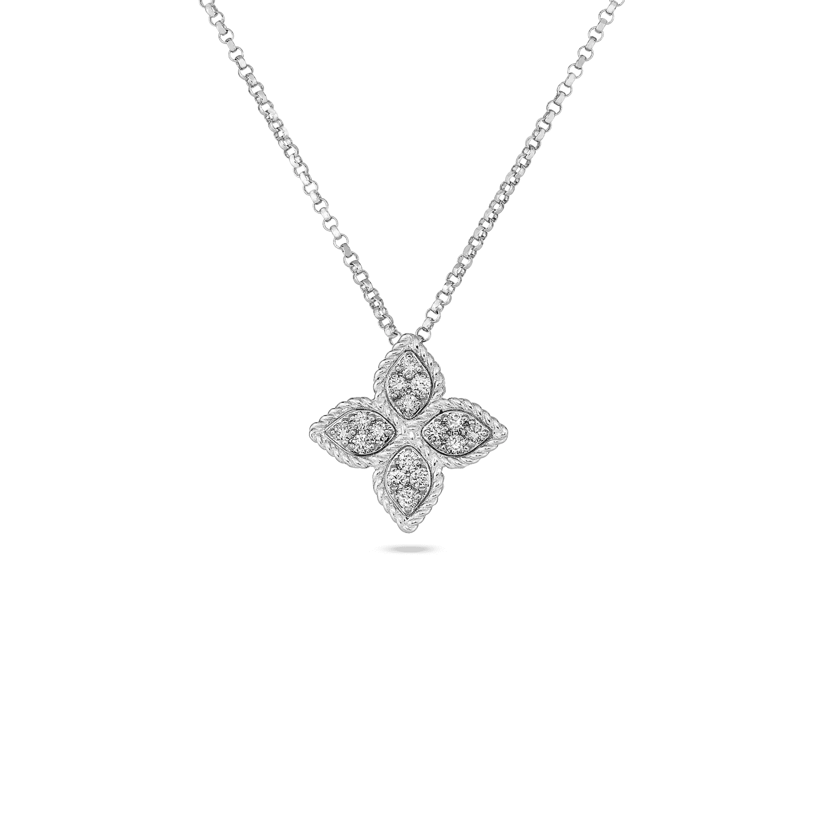 Princess Flower 18K White Gold Diamond Pavè Medium Necklace