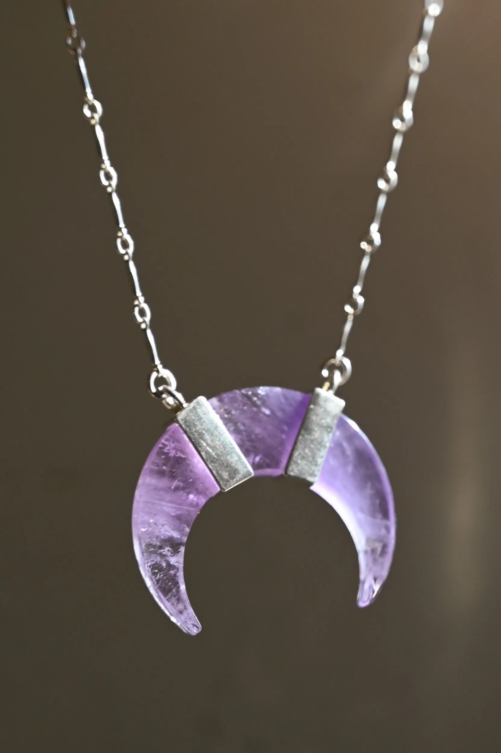 Protect Your Light Amethyst Crescent Necklace