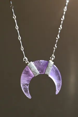 Protect Your Light Amethyst Crescent Necklace