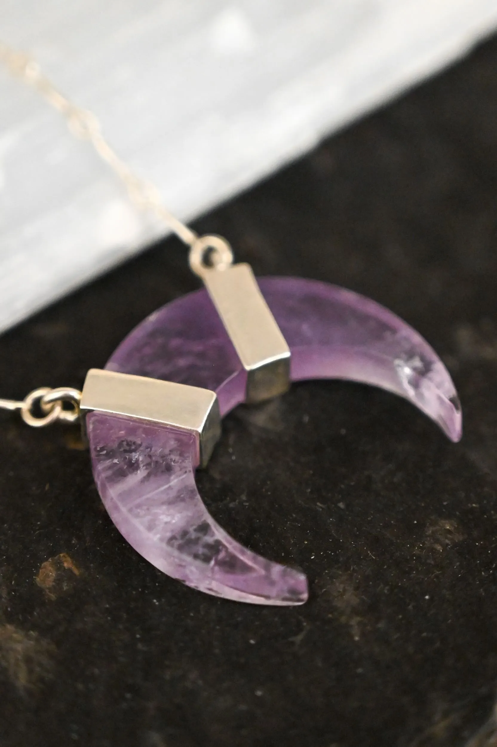 Protect Your Light Amethyst Crescent Necklace