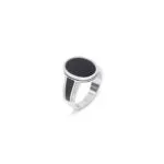 Pure 925 Silver Ring - Oval-Shaped Black Onyx Ring
