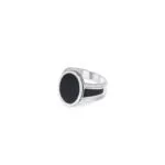 Pure 925 Silver Ring - Oval-Shaped Black Onyx Ring