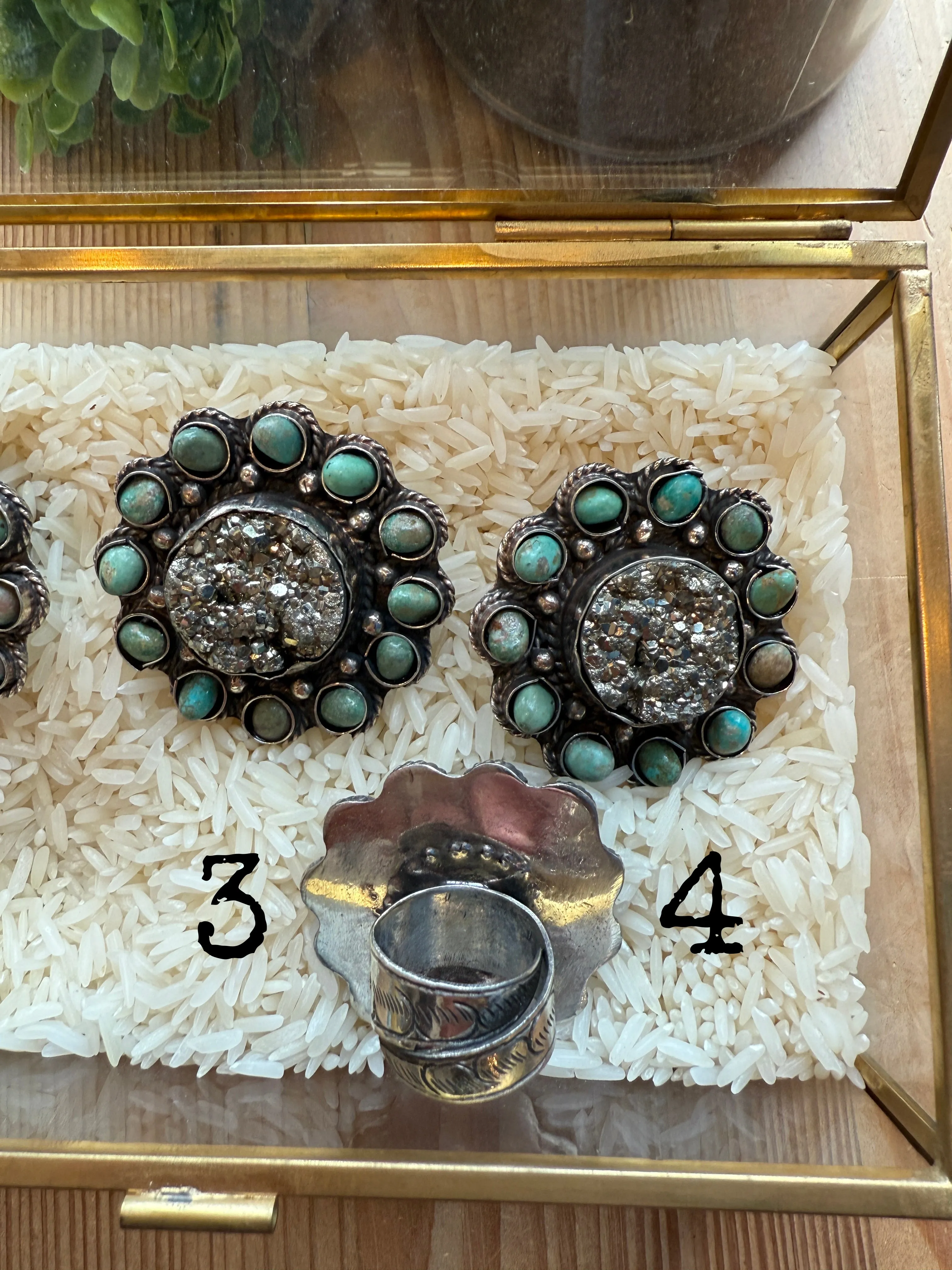 Pyrite and Turquoise Tibetan Ring