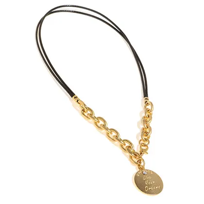 "Live your Dream" Gold coin pendant Necklace