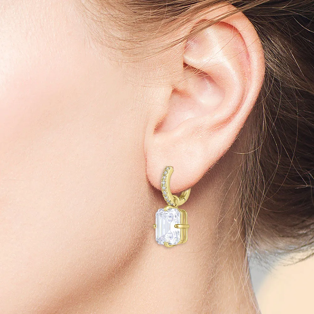 "The Monarch" 6.4CTW Emerald Cut Pave Dangling Earrings