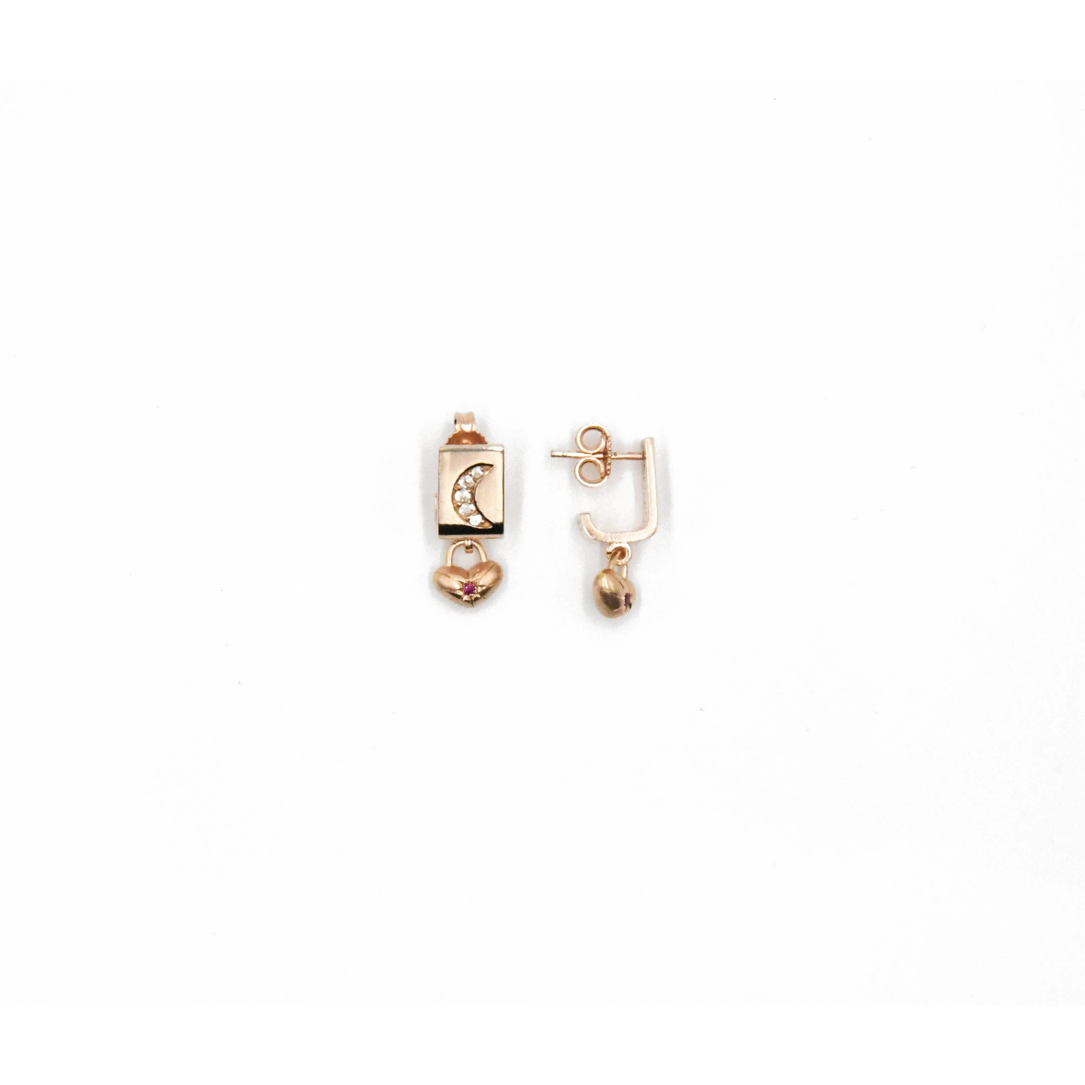"To the Moon" Ruby Earrings