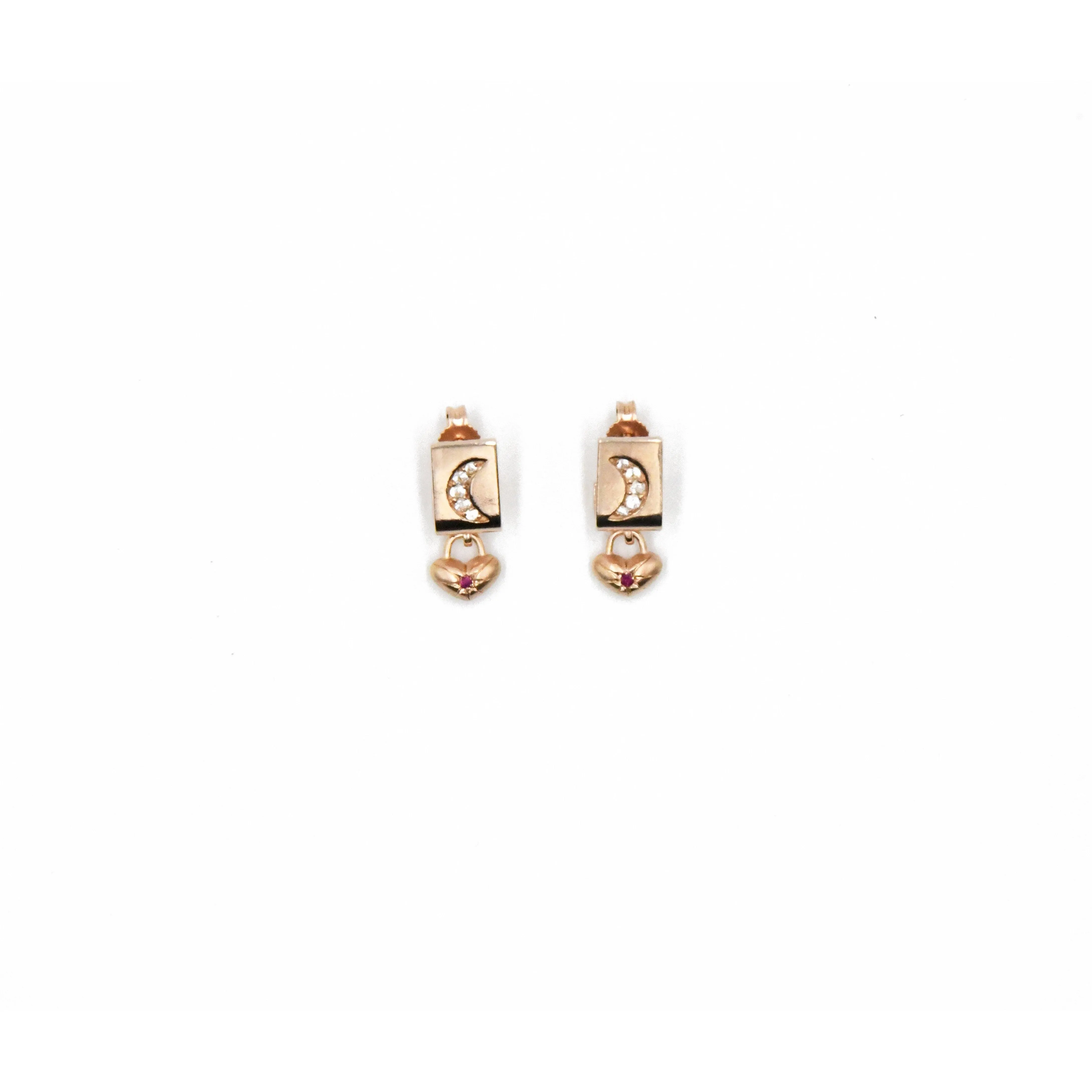"To the Moon" Ruby Earrings