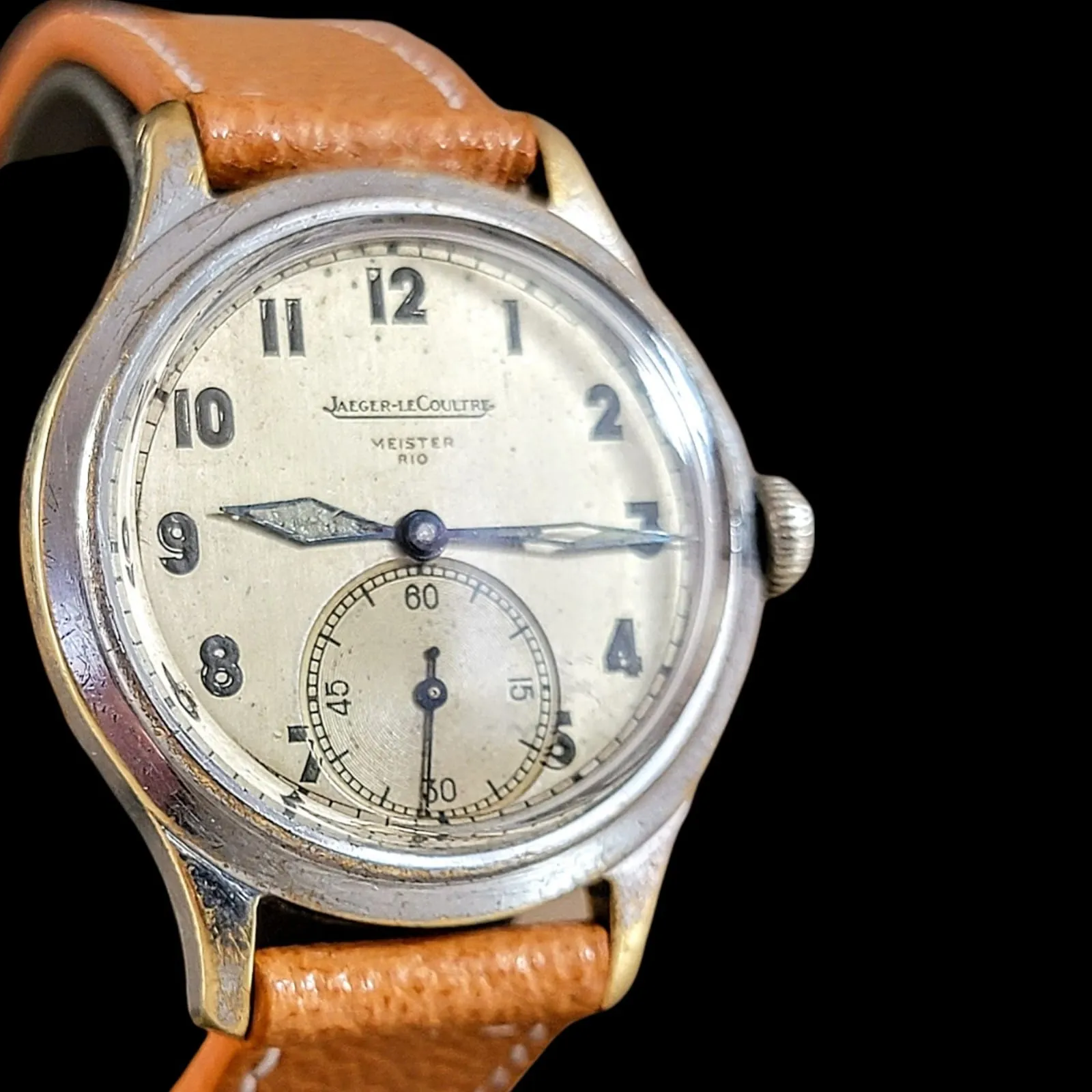 RARE & UNUSUAL Double Signed Jaeger-LeCoultre Military Style Wristwatch