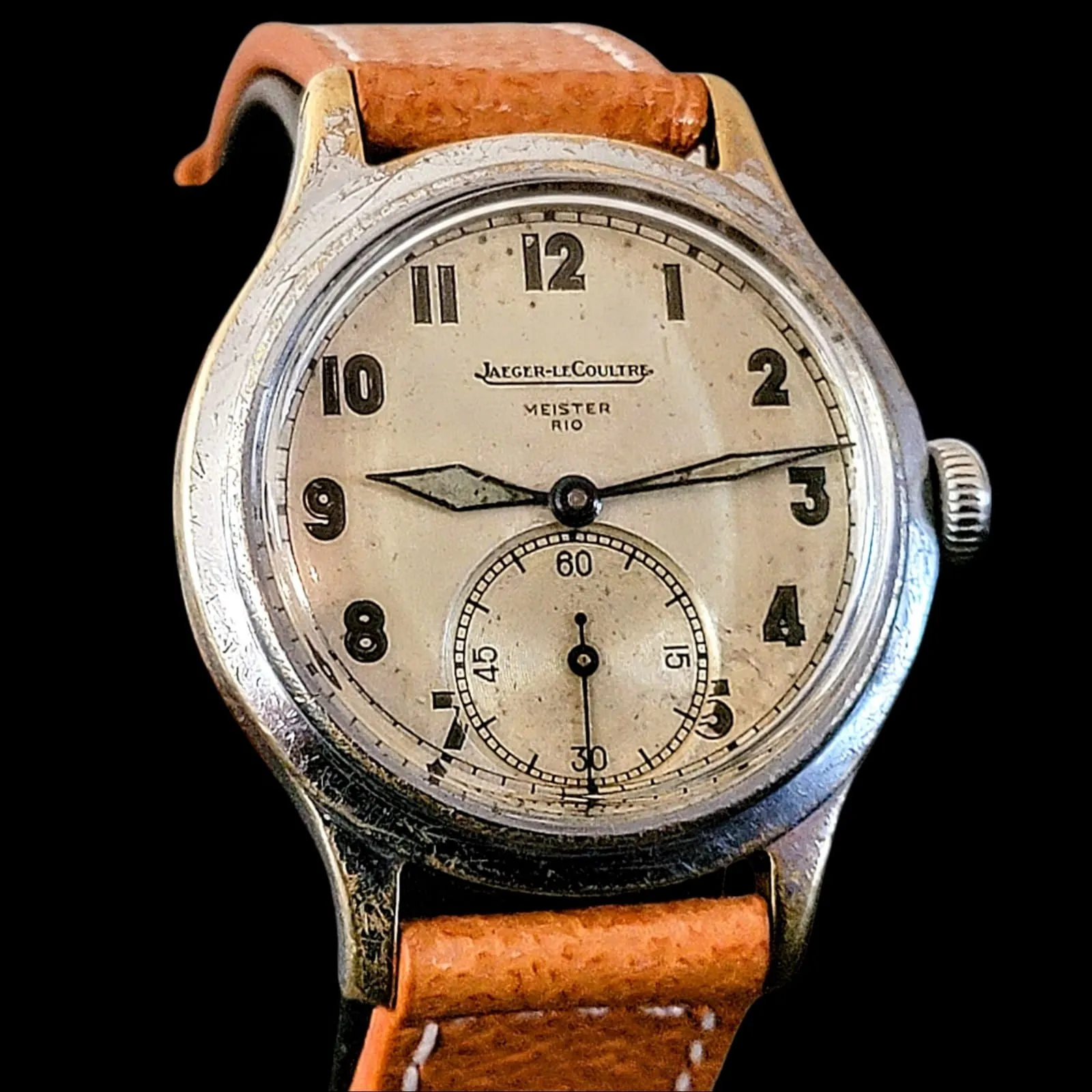 RARE & UNUSUAL Double Signed Jaeger-LeCoultre Military Style Wristwatch