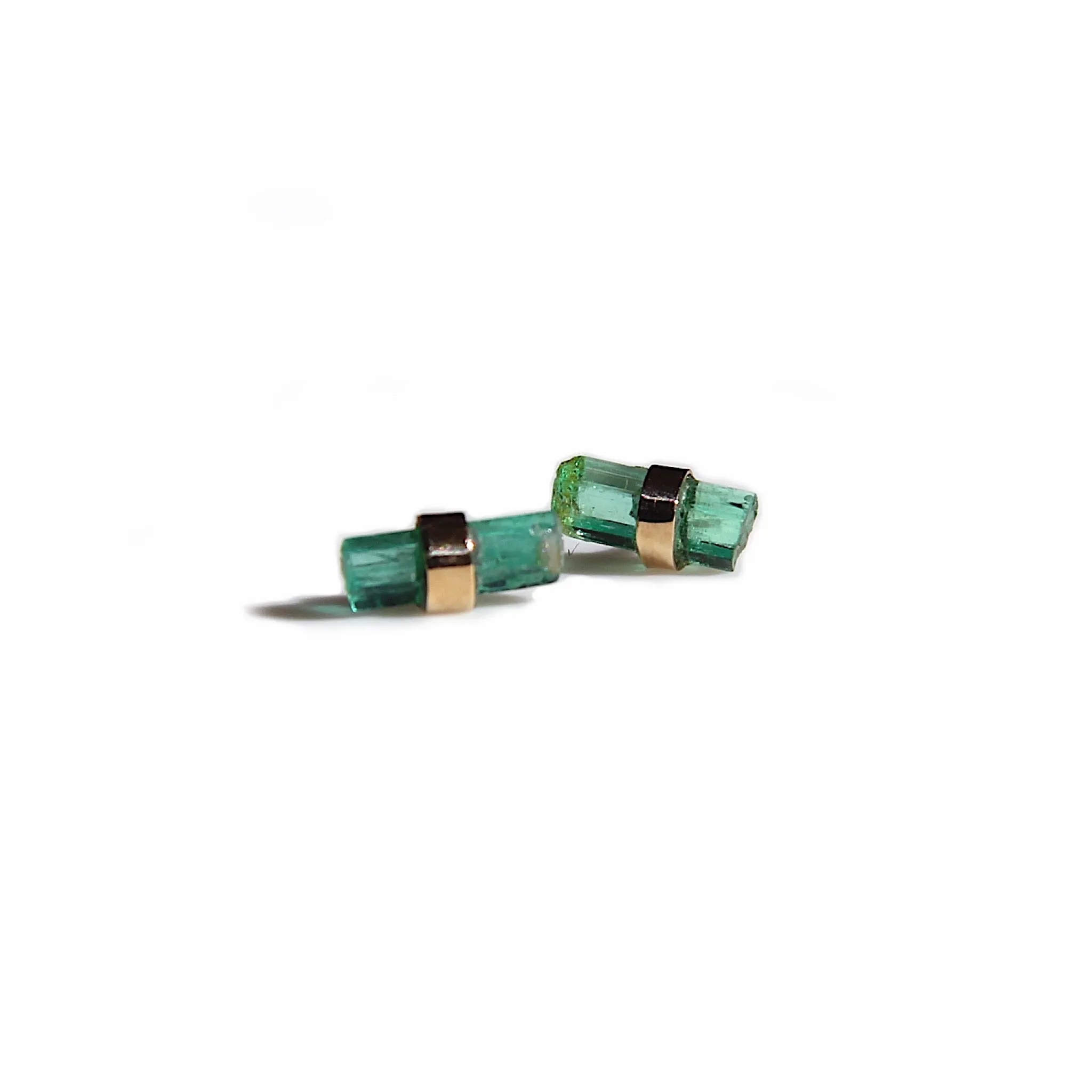 Raw Emerald Stud Earrings in gold