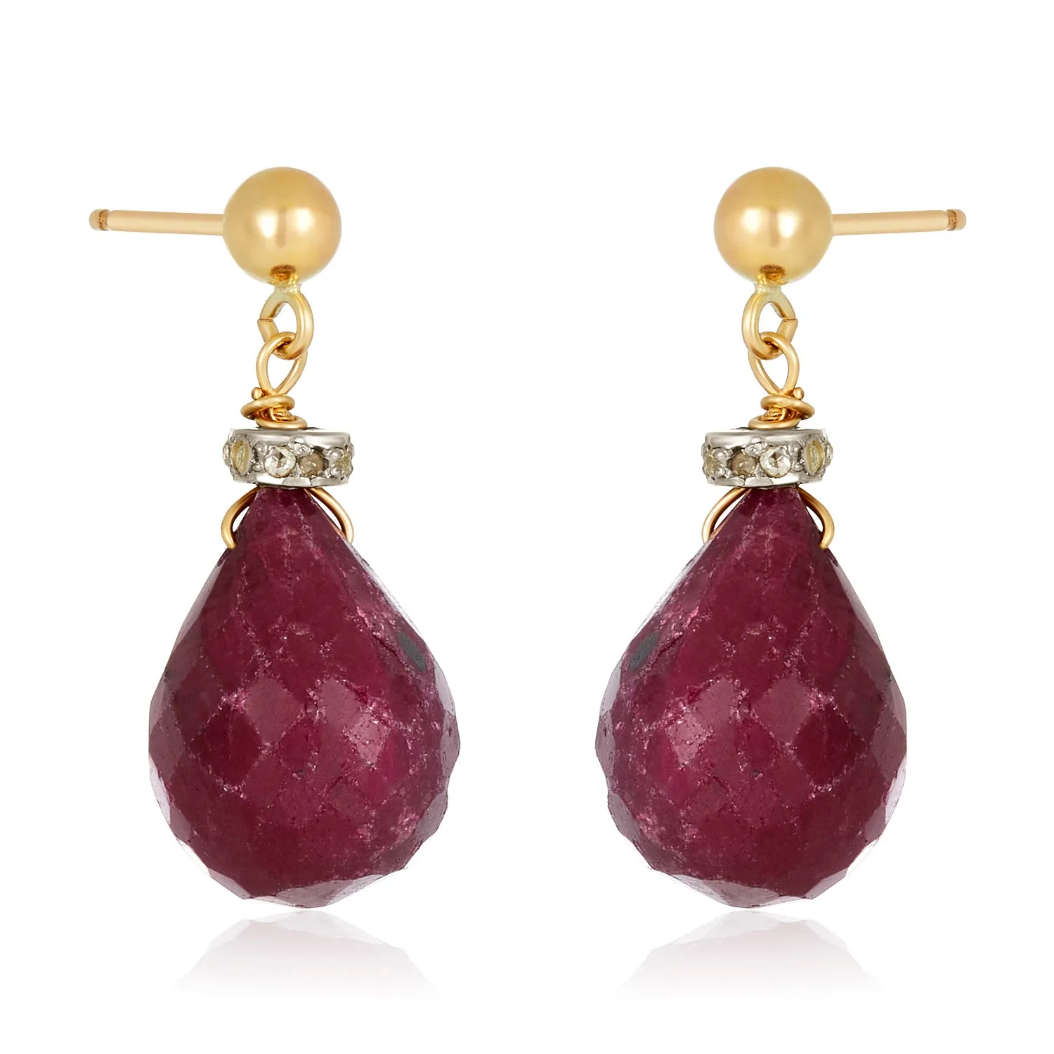 Raw Ruby Diamond Roundel Earrings