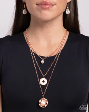 Refined Reaction - Copper - White Baroque Pearl Tiered Paparazzi Short Necklace