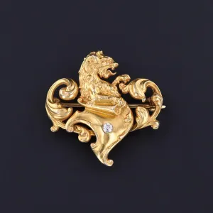 RESERVED- Antique Lion Brooch of 18k Gold