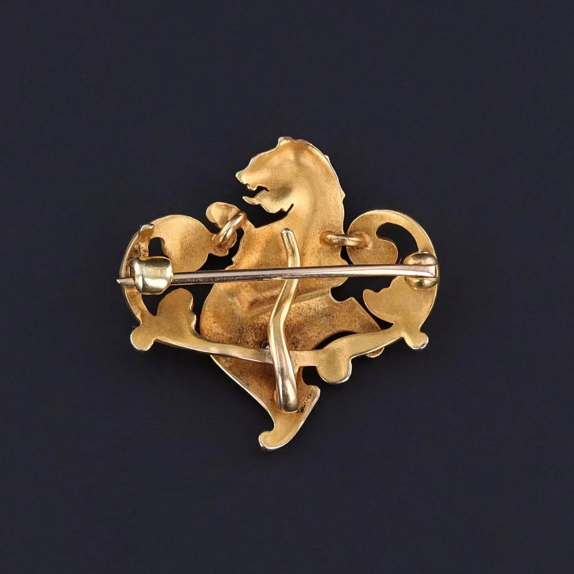 RESERVED- Antique Lion Brooch of 18k Gold