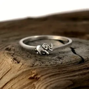 Retro Men's Elephant Feather Pattern Ring For Men