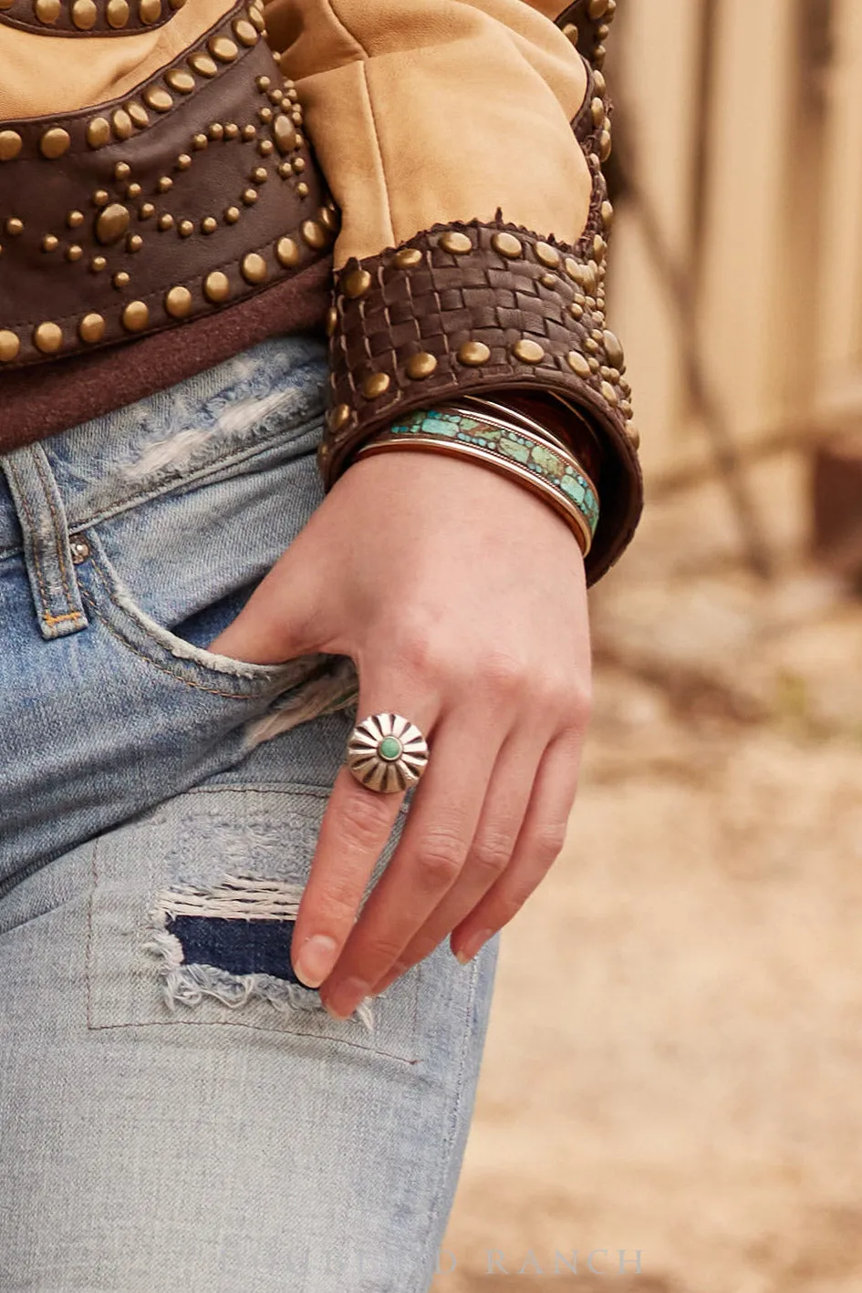 Ring, Concho, Turquoise, Contemporary, 1144