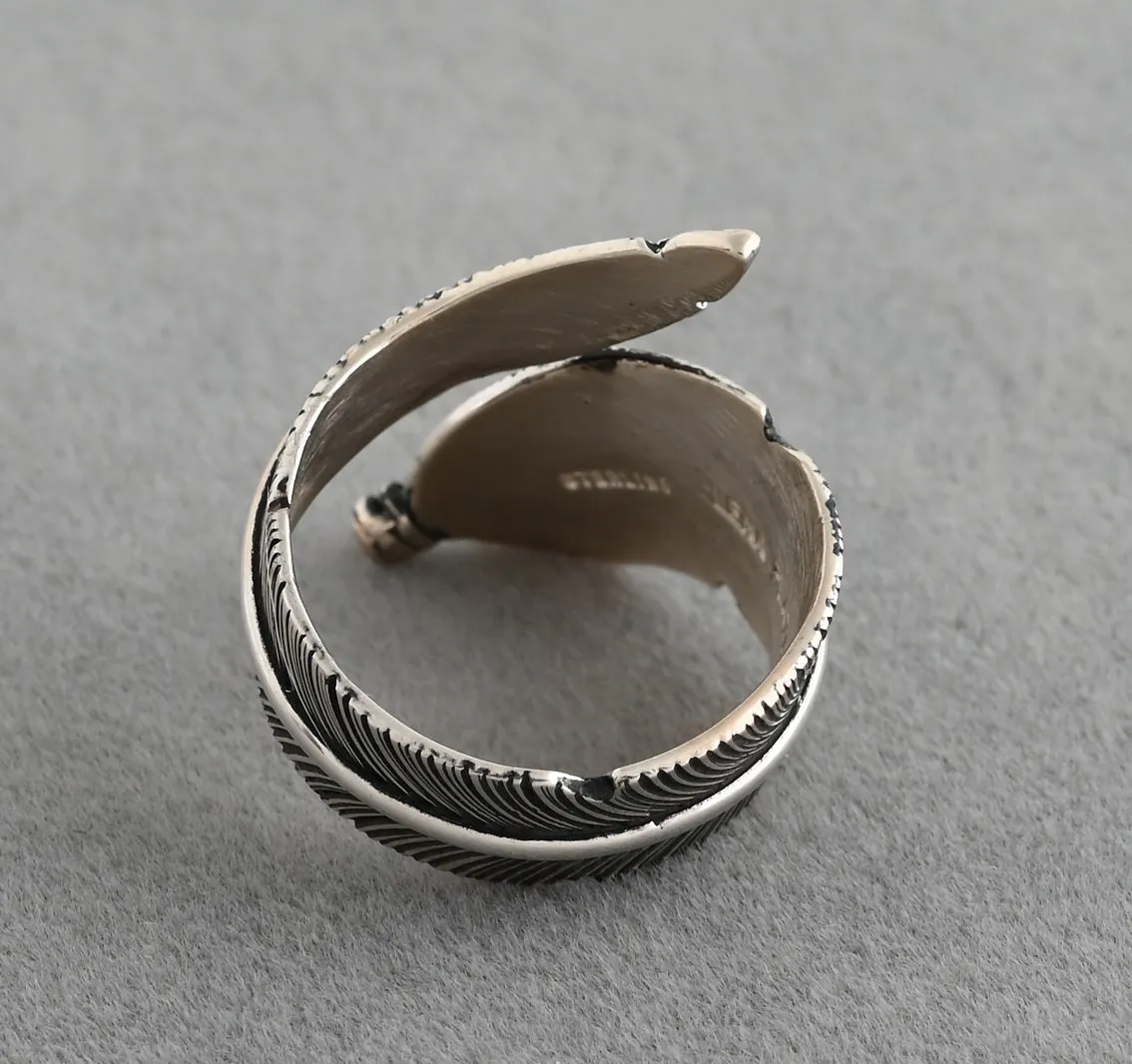 Ring, Wide Wrap-around Feather by Lena Platero; Size 7 /-