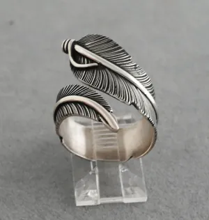 Ring, Wide Wrap-around Feather by Lena Platero; Size 7 /-