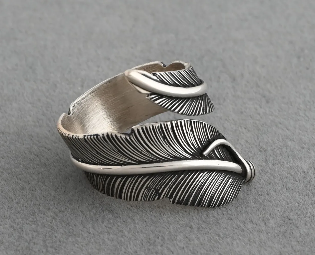 Ring, Wide Wrap-around Feather by Lena Platero; Size 7 /-